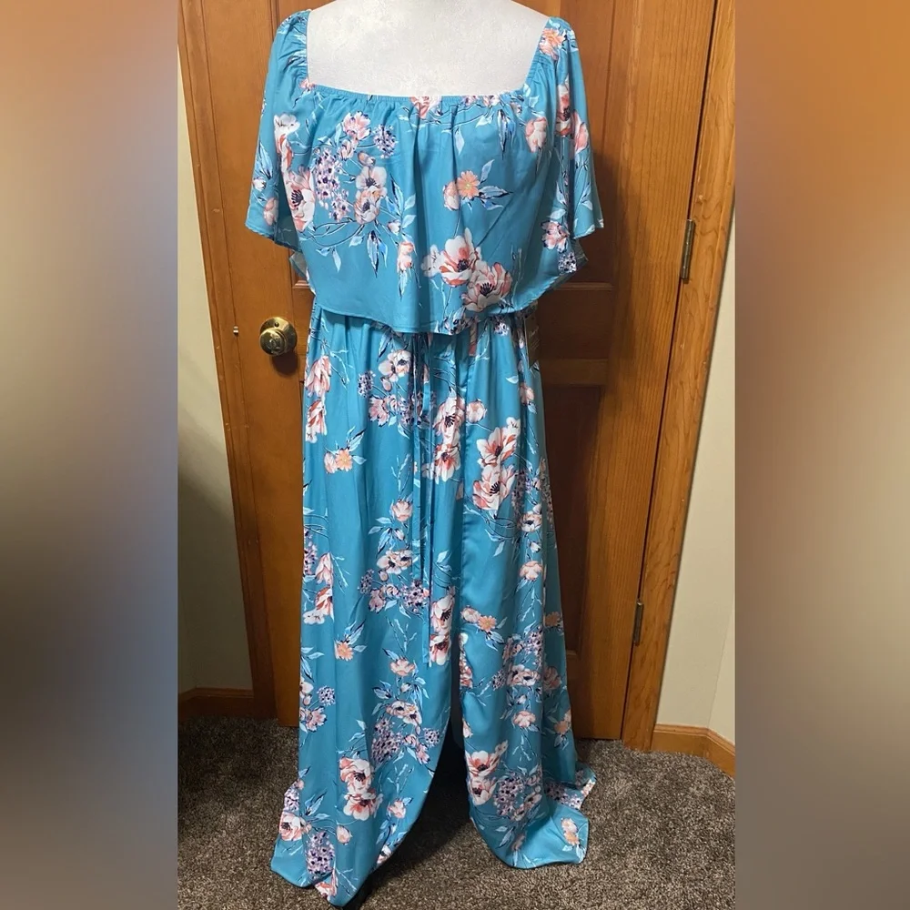 NWT Plus Size Floral Off-Shoulder Maxi Dress - Picture 3 of 5